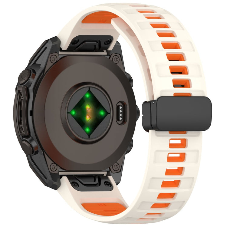 22mm Watch Band Garmin Fenix 8 47mm / Fenix E 47mm / Quatix 7 Pro Breathable Silicone Strap with Magnetic Folding Clasp - Starlight+Orange#serie_8