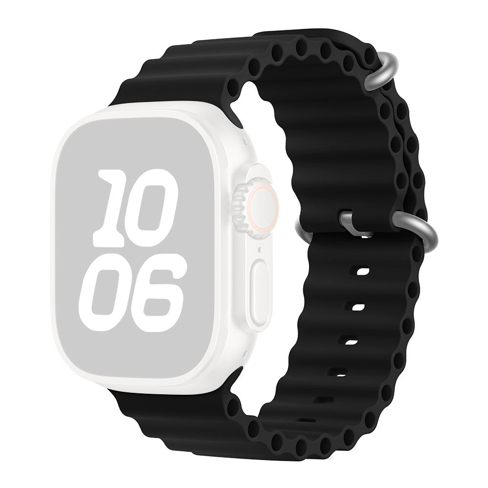 KALEBOL Ocean Silicone Band Apple Watch Series 10 42mm Breathable Soft Watch Strap - Black#serie_1