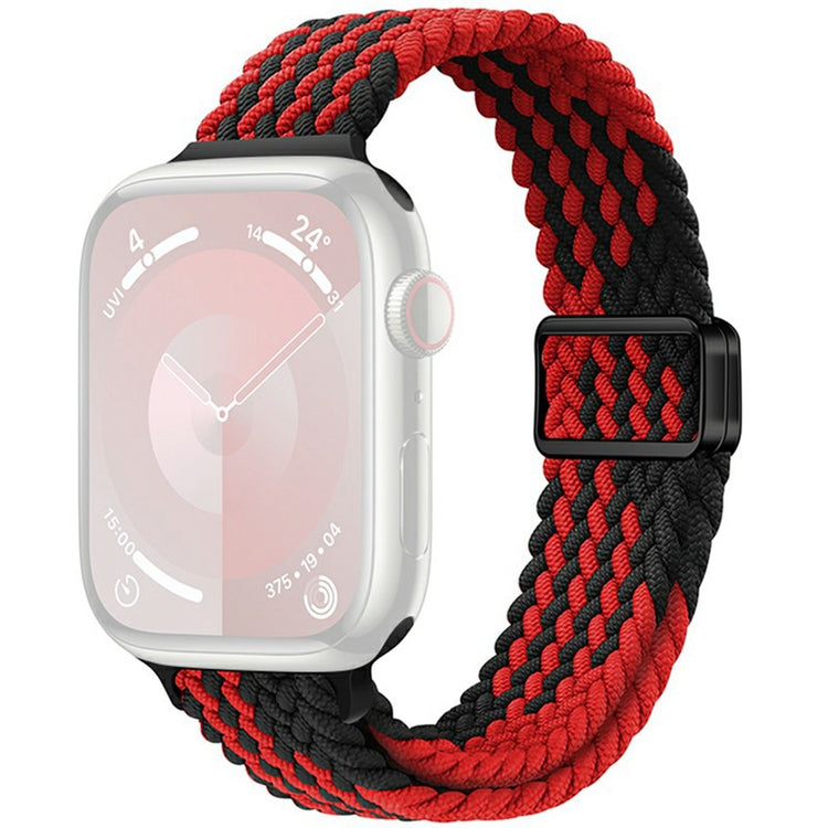 KALEBOL Braided Watch Band Apple Watch Series 10 46mm Elastic Nylon Strap - Black Red#serie_2