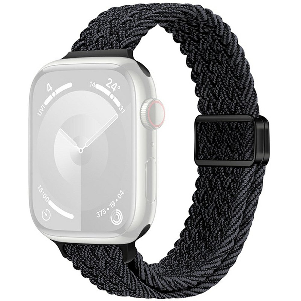 KALEBOL Braided Watch Band Apple Watch Series 10 46mm Elastic Nylon Strap - Black Grey#serie_6
