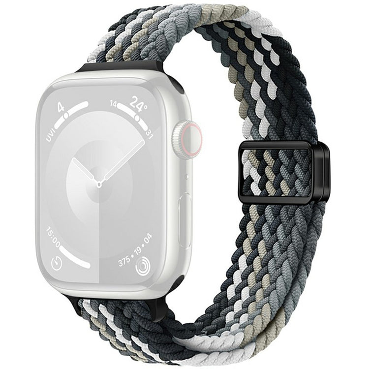 KALEBOL Braided Watch Band Apple Watch Series 10 46mm Elastic Nylon Strap - Black White#serie_7