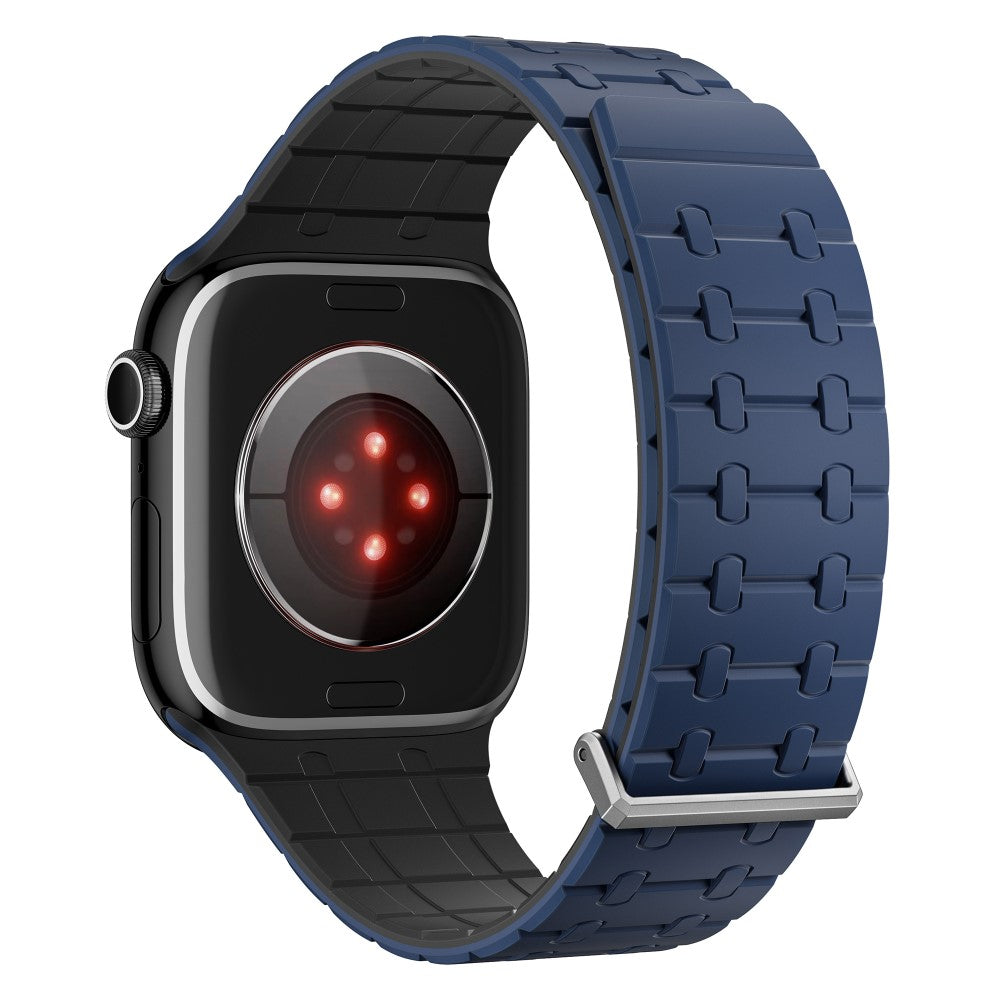 Magnetic Watch Band Apple Watch Series 10 42mm Replacement Silicone Strap - Dark Blue+Black#serie_4