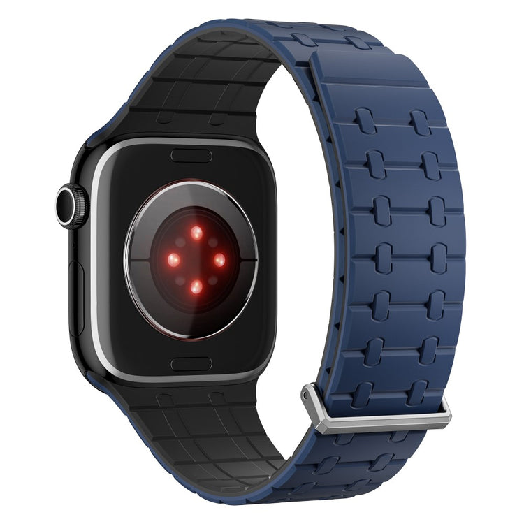 Magnetic Watch Band Apple Watch Series 10 42mm Replacement Silicone Strap - Dark Blue+Black#serie_4