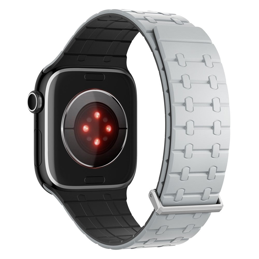 Magnetic Watch Band Apple Watch Series 10 42mm Replacement Silicone Strap - Light Grey+Black#serie_5