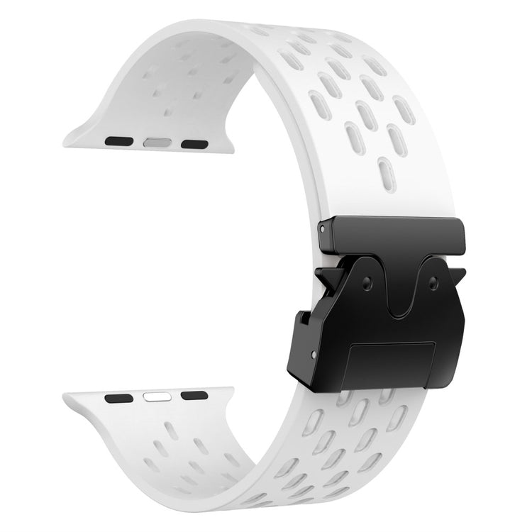 KALEBOL Watch Strap Apple Watch Series 10 46mm Hollow Silicone Band with Black Buckle - White#serie_2