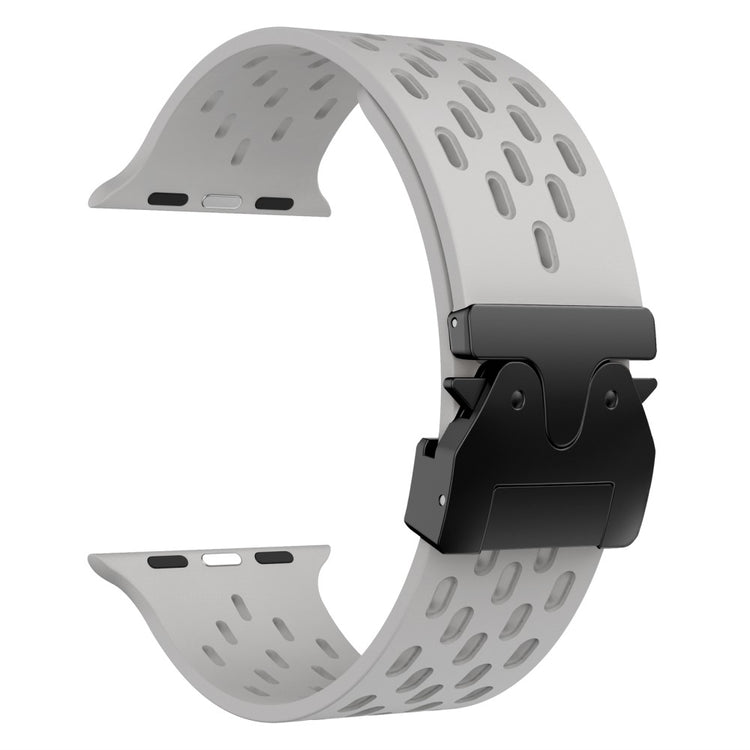 KALEBOL Watch Strap Apple Watch Series 10 46mm Hollow Silicone Band with Black Buckle - Grey#serie_4