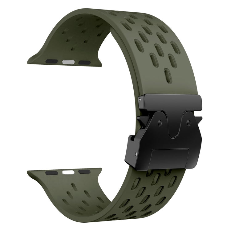 KALEBOL Watch Strap Apple Watch Series 10 46mm Hollow Silicone Band with Black Buckle - Army Green#serie_5