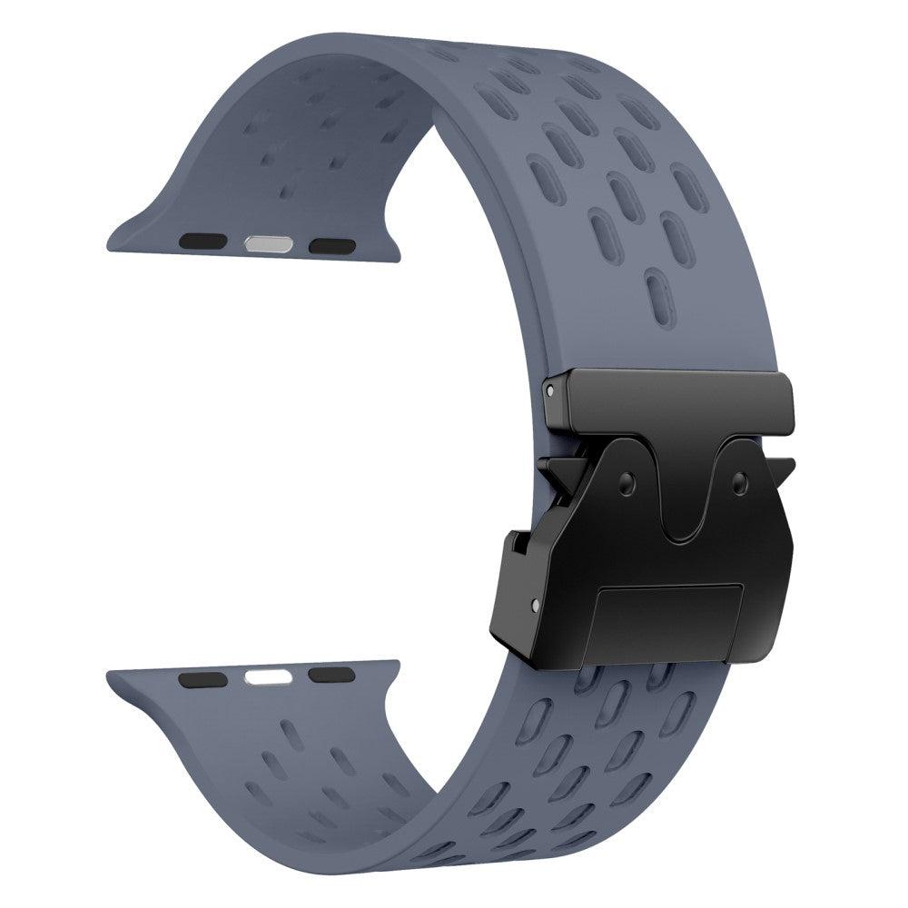 KALEBOL Watch Strap Apple Watch Series 10 46mm Hollow Silicone Band with Black Buckle - Blue Grey#serie_6