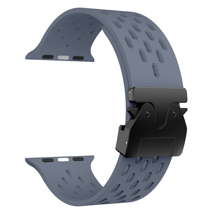 KALEBOL Watch Strap Apple Watch Series 10 46mm Hollow Silicone Band with Black Buckle - Blue Grey#serie_6