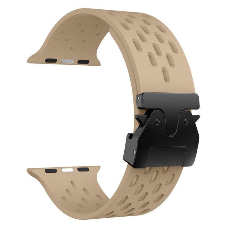 KALEBOL Watch Strap Apple Watch Series 10 46mm Hollow Silicone Band with Black Buckle - Milk Tea#serie_7