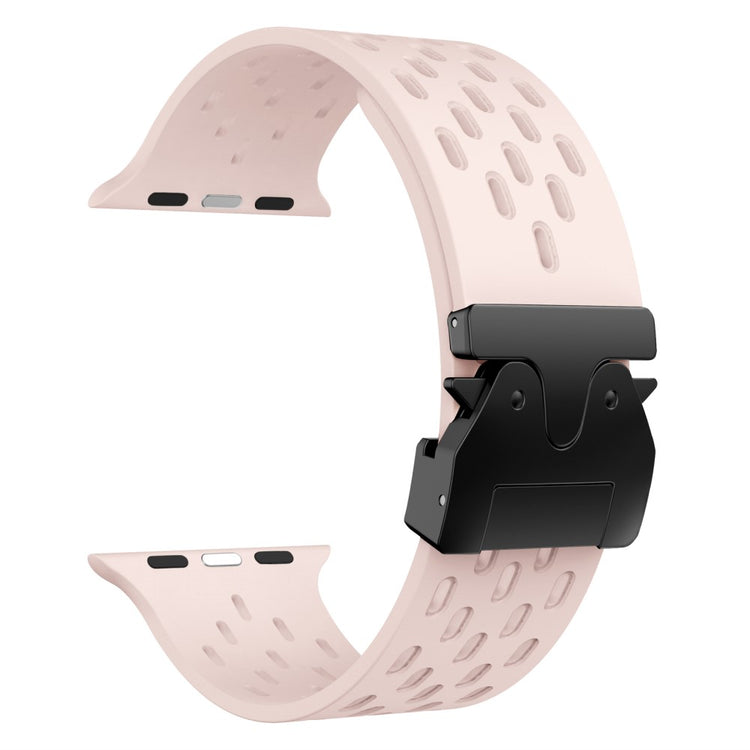 KALEBOL Watch Strap Apple Watch Series 10 46mm Hollow Silicone Band with Black Buckle - Pink#serie_8