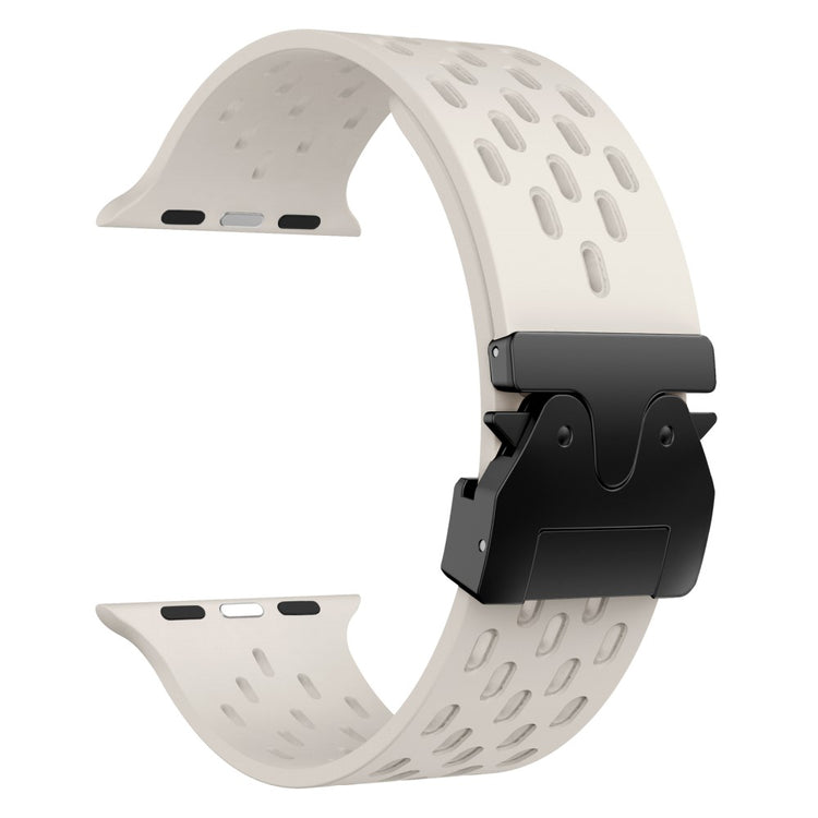 KALEBOL Watch Strap Apple Watch Series 10 46mm Hollow Silicone Band with Black Buckle - Starlight#serie_11