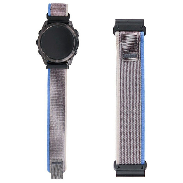 KALEBOL 22mm Watch Band Garmin Fenix 7 / Fenix 7 Pro Magic Tape Nylon Loop Wrist Strap - Grey + Blue#serie_7