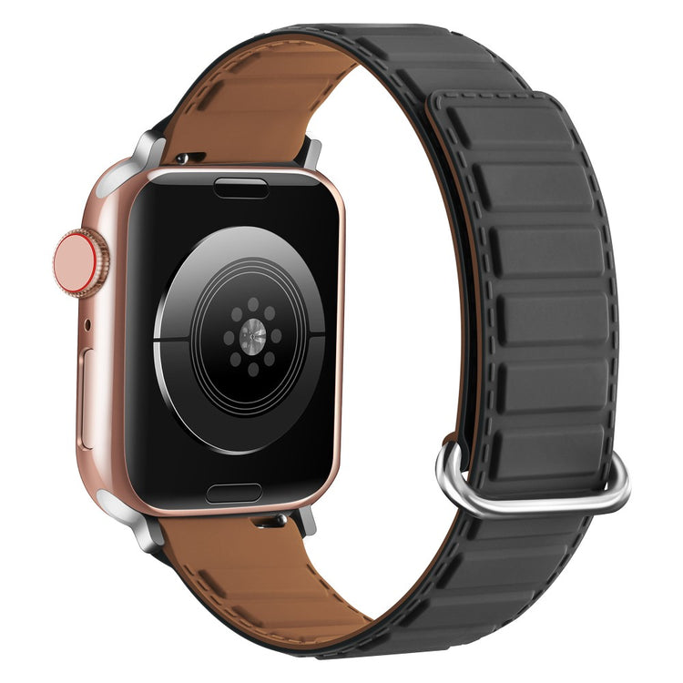 Silicone Strap Apple Watch Series 10 46mm Magnetic Buckle Watch Band - Grey+Brown#serie_3