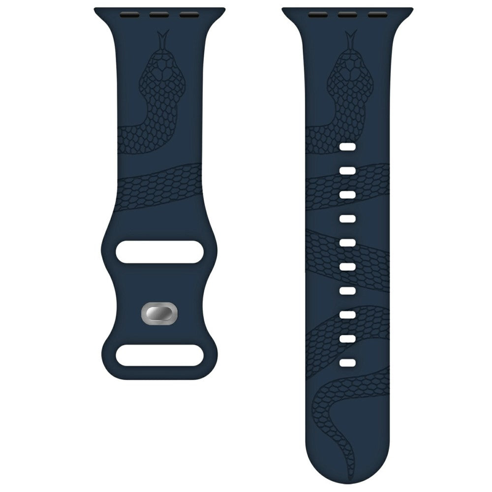 Silicone Strap Apple Watch Series 10 42mm Butterfly Clasp Watchband Snake Pattern Engraved - Dark Blue#serie_1