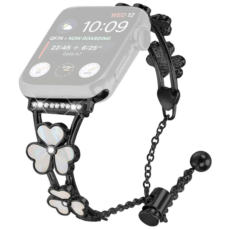 Watchband Apple Watch Series 10 46mm Heart Clover Zinc Alloy Metal Strap - Black#serie_1