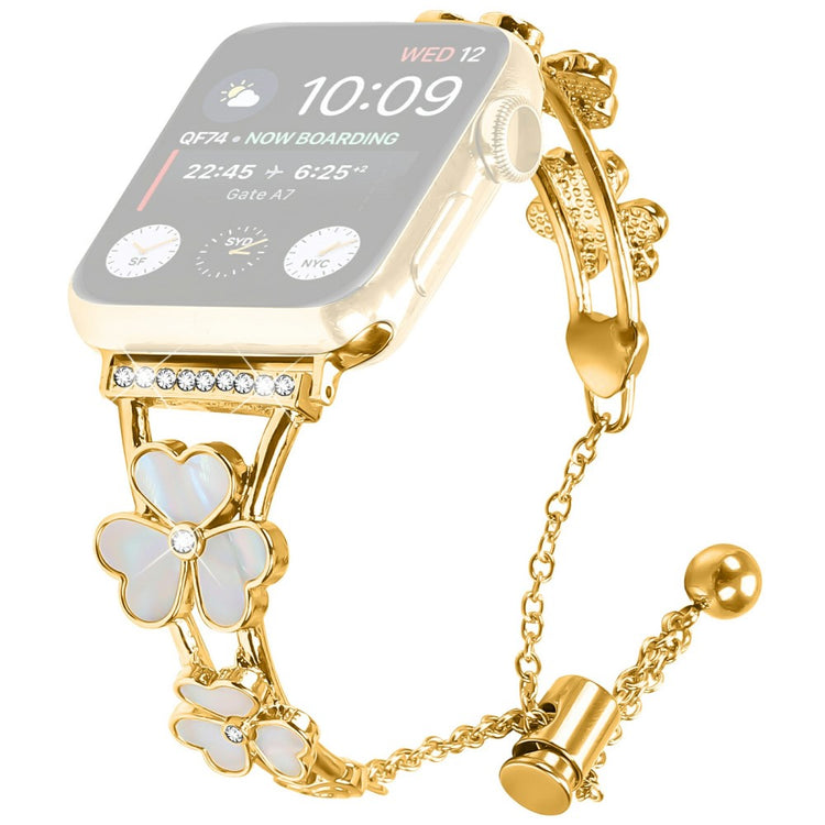 Watchband Apple Watch Series 10 46mm Heart Clover Zinc Alloy Metal Strap - Gold#serie_2