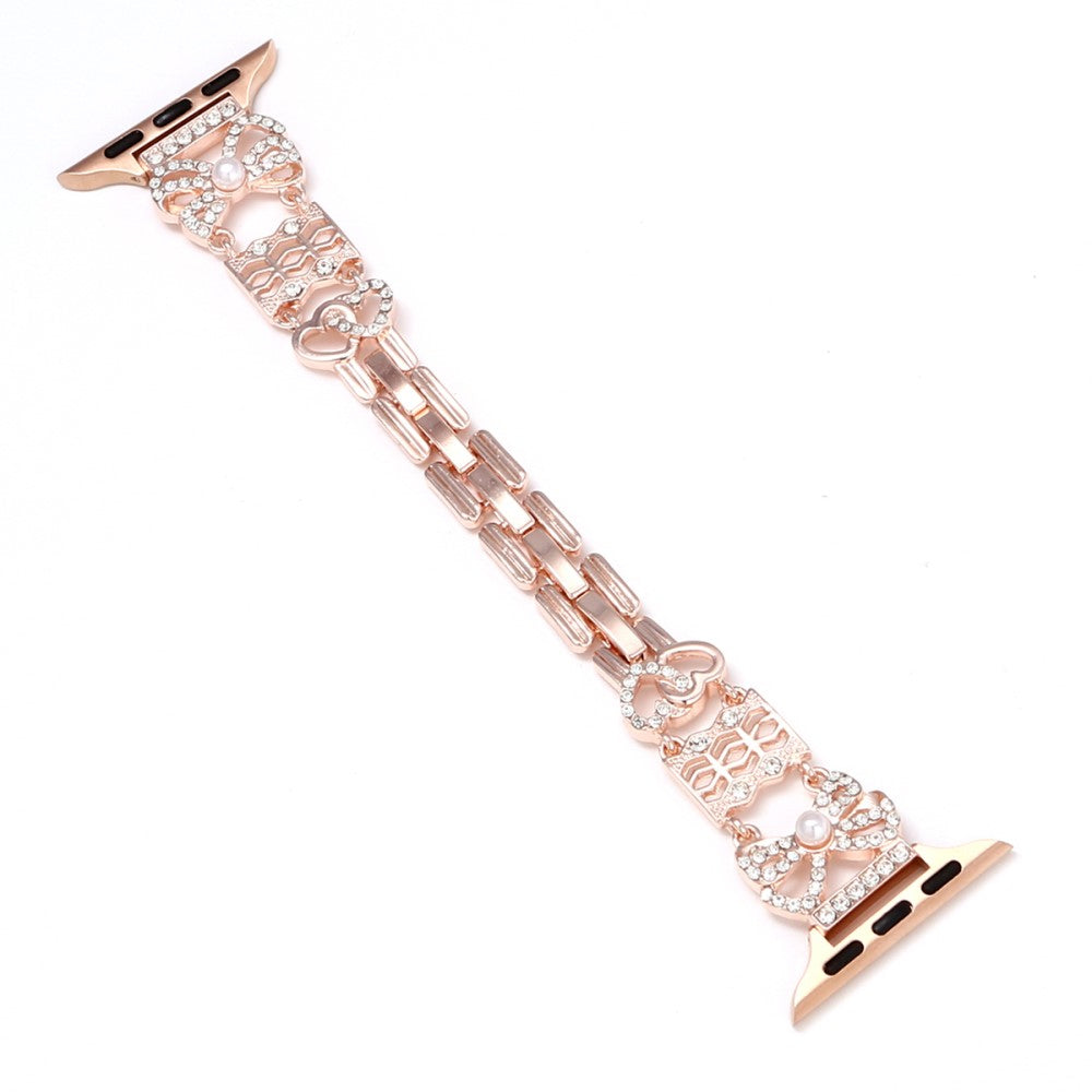 Metal Strap Apple Watch Series 10 42mm Bowknot Decor Watch Band - Rose Gold#serie_1