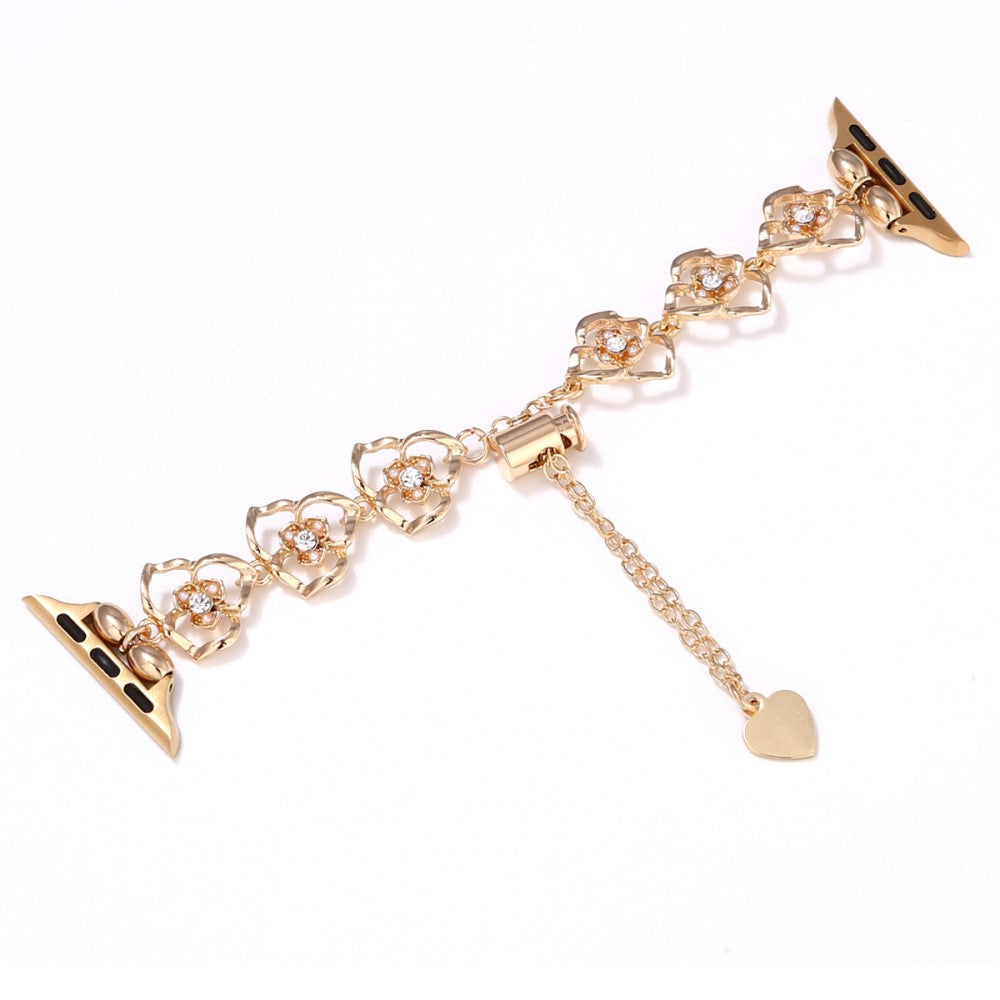 Floral Decor Strap Apple Watch Series 10 42mm Metal Watch Band - Gold#serie_1