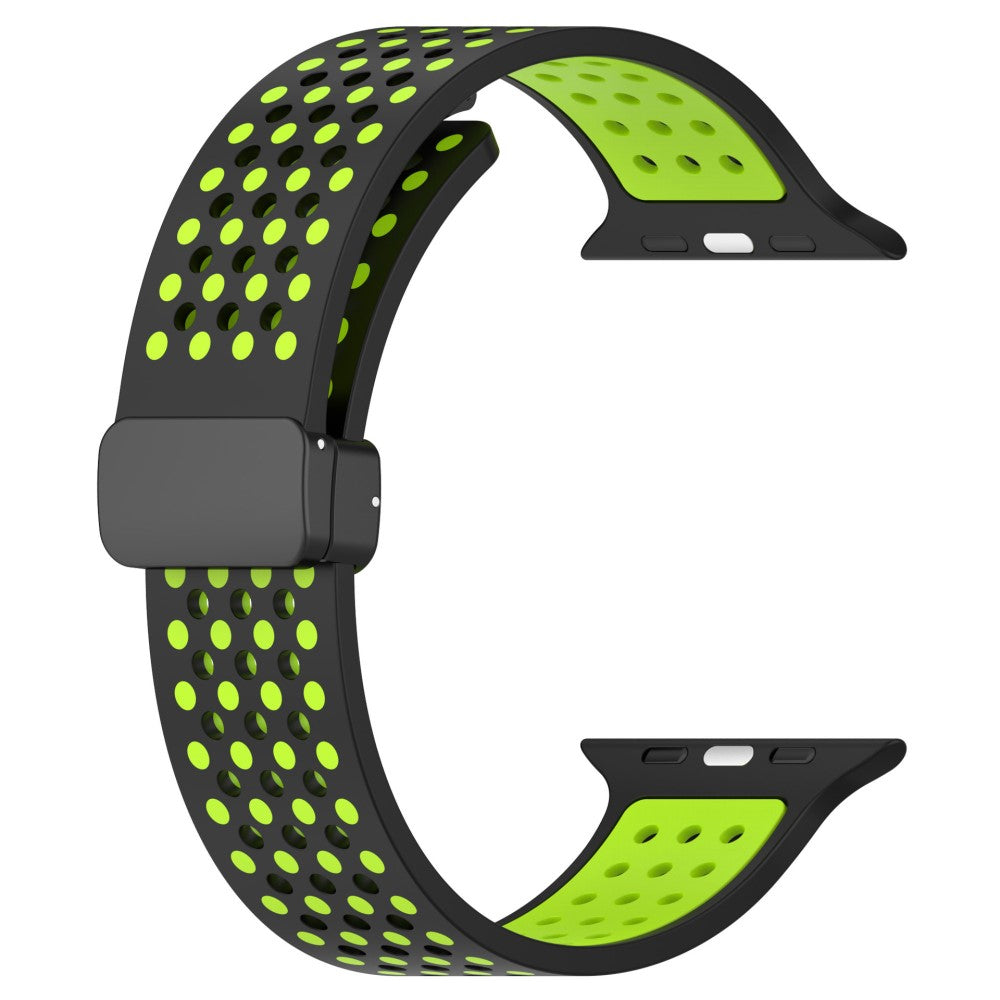 KALEBOL Magnetic Silicone Strap Apple Watch Series 41mm - 40mm - 38mm Dual Color Watch Band - Black+Lime#serie_6