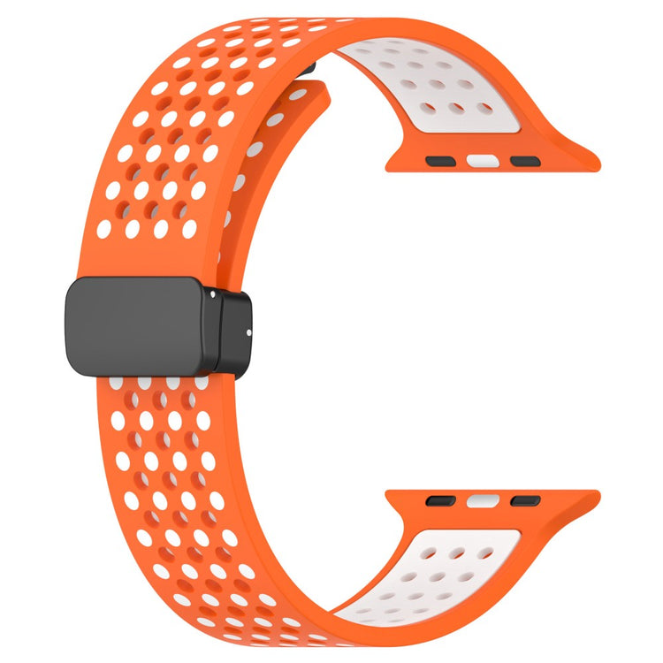 KALEBOL Magnetic Silicone Strap Apple Watch Series 49mm - 45mm - 44mm - 42mm Dual Color Watch Band - Orange+White#serie_3