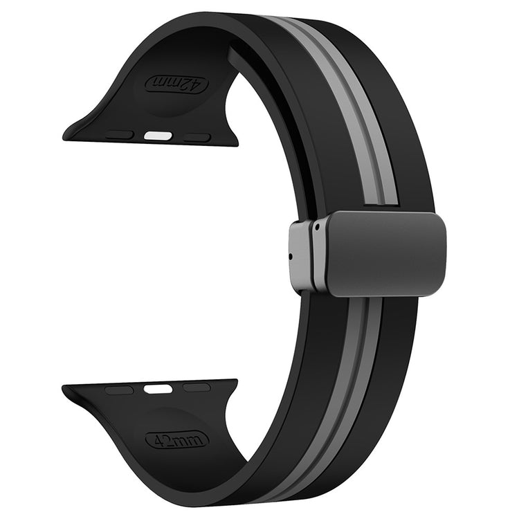 KALEBOL Striped Magnetic Silicone Strap Apple Watch Series 41mm - 40mm - 38mm Watch Band - Black+Grey#serie_5