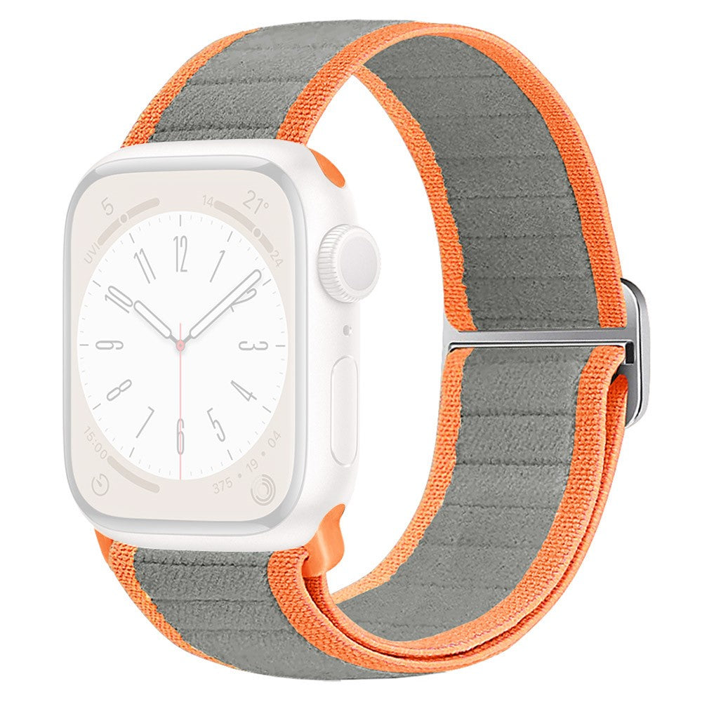 Watch Band Apple Watch Series 10 46mm Elastic Nylon Figure-8 Buckle Strap - Grey Orange#serie_2