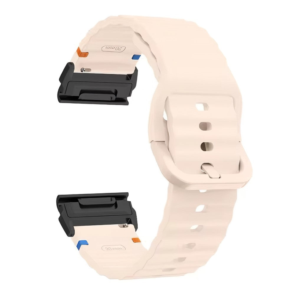 Garmin Fenix 8 47mm 22mm Quick Release Wavy Texture Silicone Watch Strap with Black Connector - Pink#serie_2