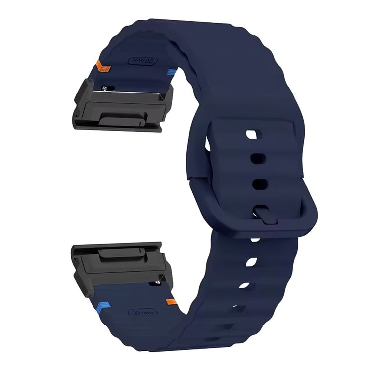 Garmin Fenix 8 47mm 22mm Quick Release Wavy Texture Silicone Watch Strap with Black Connector - Midnight Blue#serie_7