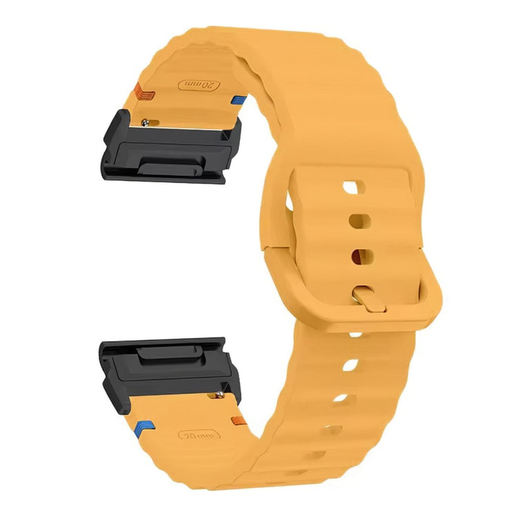 Garmin Fenix 8 47mm 22mm Quick Release Wavy Texture Silicone Watch Strap with Black Connector - Yellow#serie_8