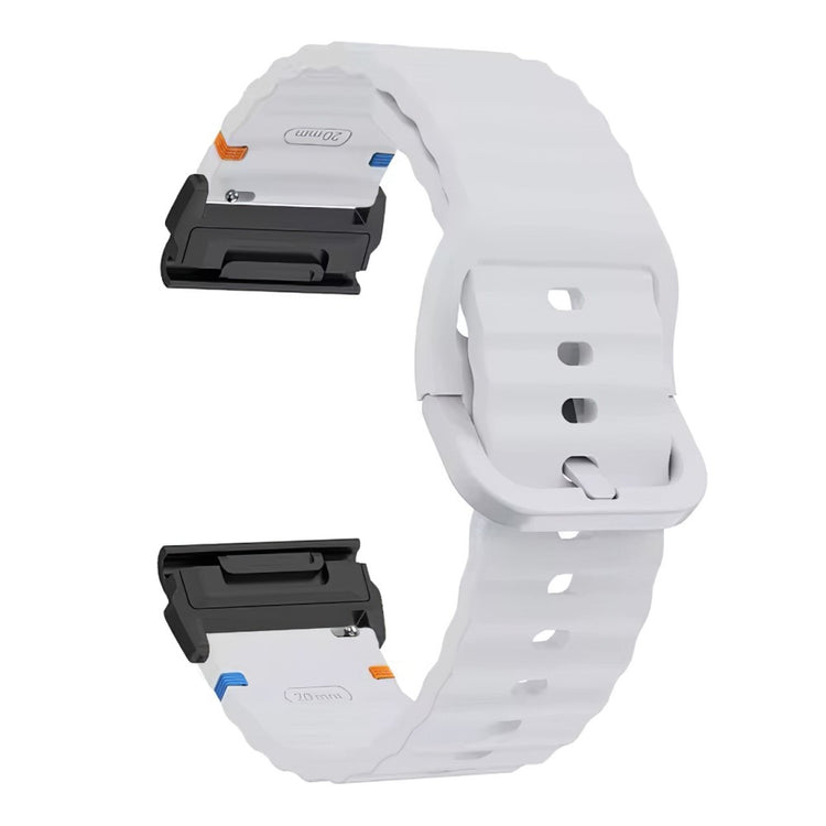 Garmin Fenix 8 47mm 22mm Quick Release Wavy Texture Silicone Watch Strap with Black Connector - Light Grey#serie_10