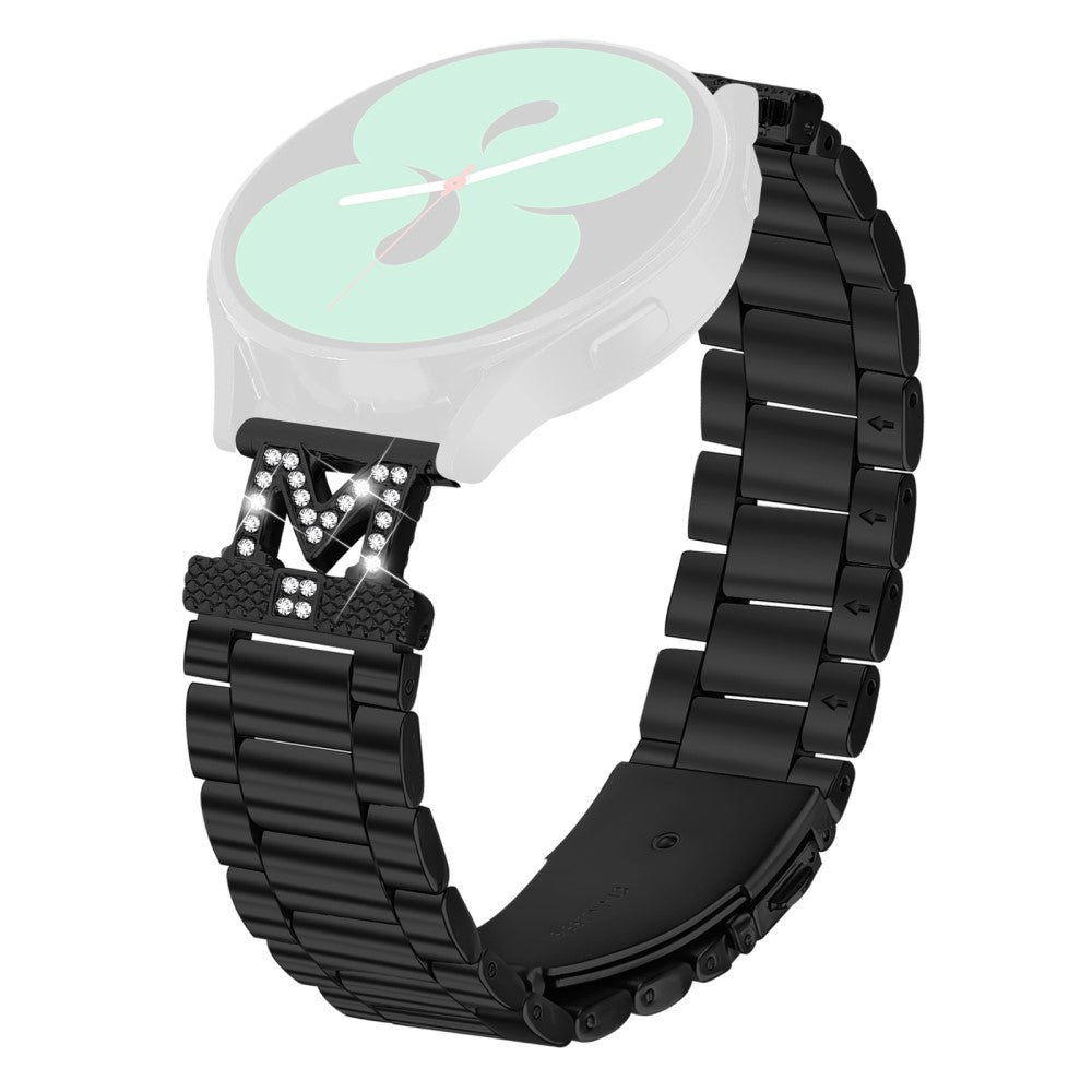 Huami Amazfit GTS 2 Strap M-Type Rhinestones Decor Stainless Steel 3-Bead Watch Band - Black#serie_1