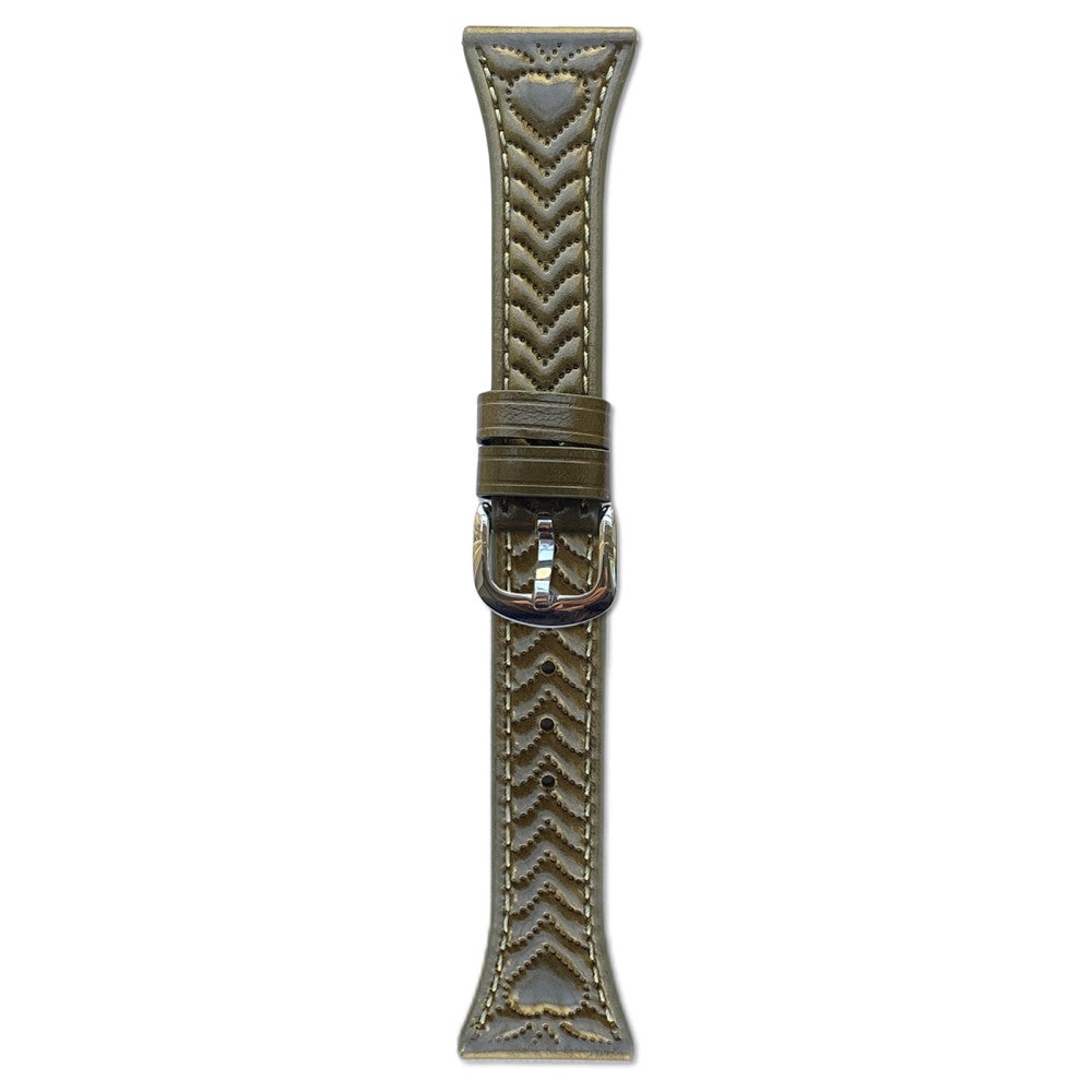 18mm Watch Band Garmin Venu 3S Heart Pattern Embossed Genuine Leather Strap - Green#serie_1