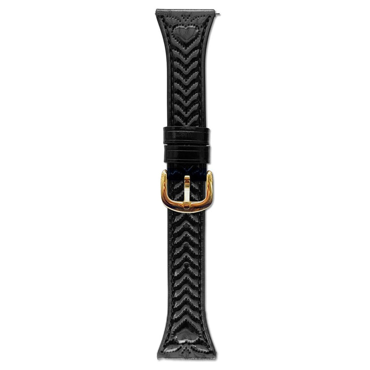 18mm Watch Band Garmin Venu 3S Heart Pattern Embossed Genuine Leather Strap - Black#serie_2