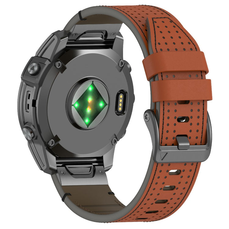 Garmin 26mm Genuine Cow Leather Watch Band Stitching Line Replacement Strap - Brown+Black#serie_6