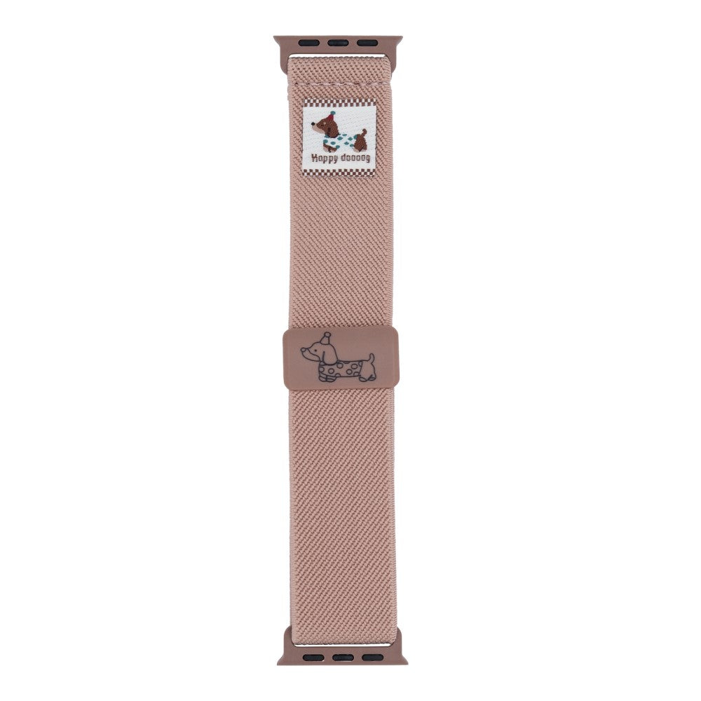 Nylon Elastic Strap Apple Watch Series 41mm - 40mm - 38mm Dachshund Dog Pattern Magnetic Buckle Watch Band - Pink#serie_1