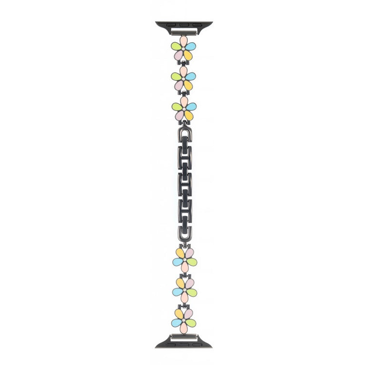 Watch Band Apple Watch Series 41mm - 40mm - 38mm Flower Design Zinc Alloy Wrist Strap - Colorful+Black#serie_2