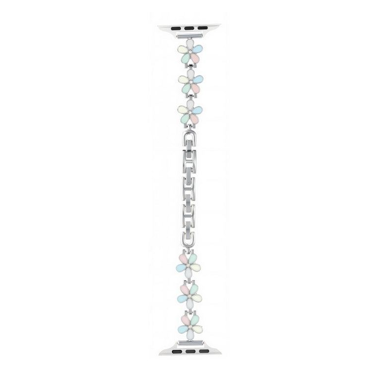 Watch Band Apple Watch Series 41mm - 40mm - 38mm Flower Design Zinc Alloy Wrist Strap - Light Colorful+Silver#serie_5