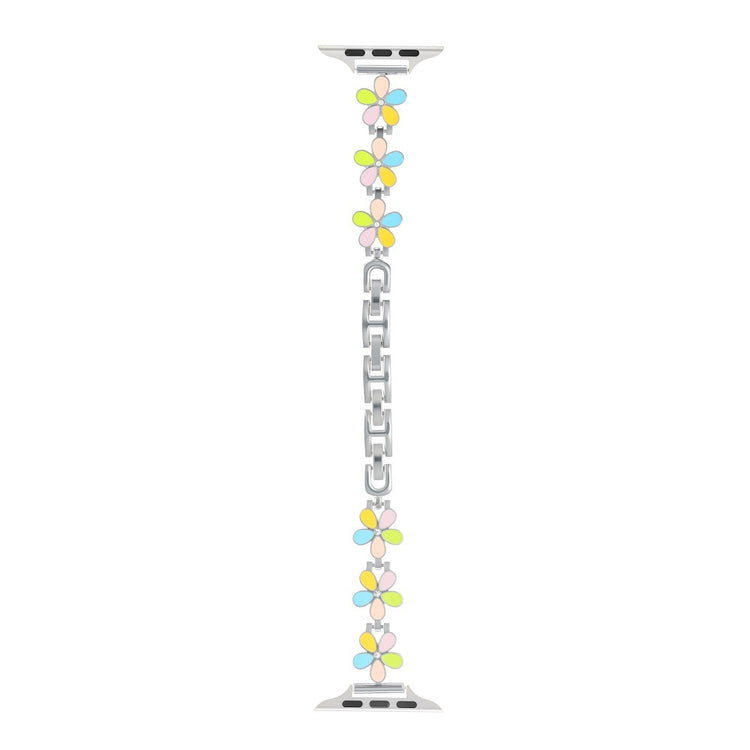 Watch Band Apple Watch Series 41mm - 40mm - 38mm Flower Design Zinc Alloy Wrist Strap - Colorful+Silver#serie_7
