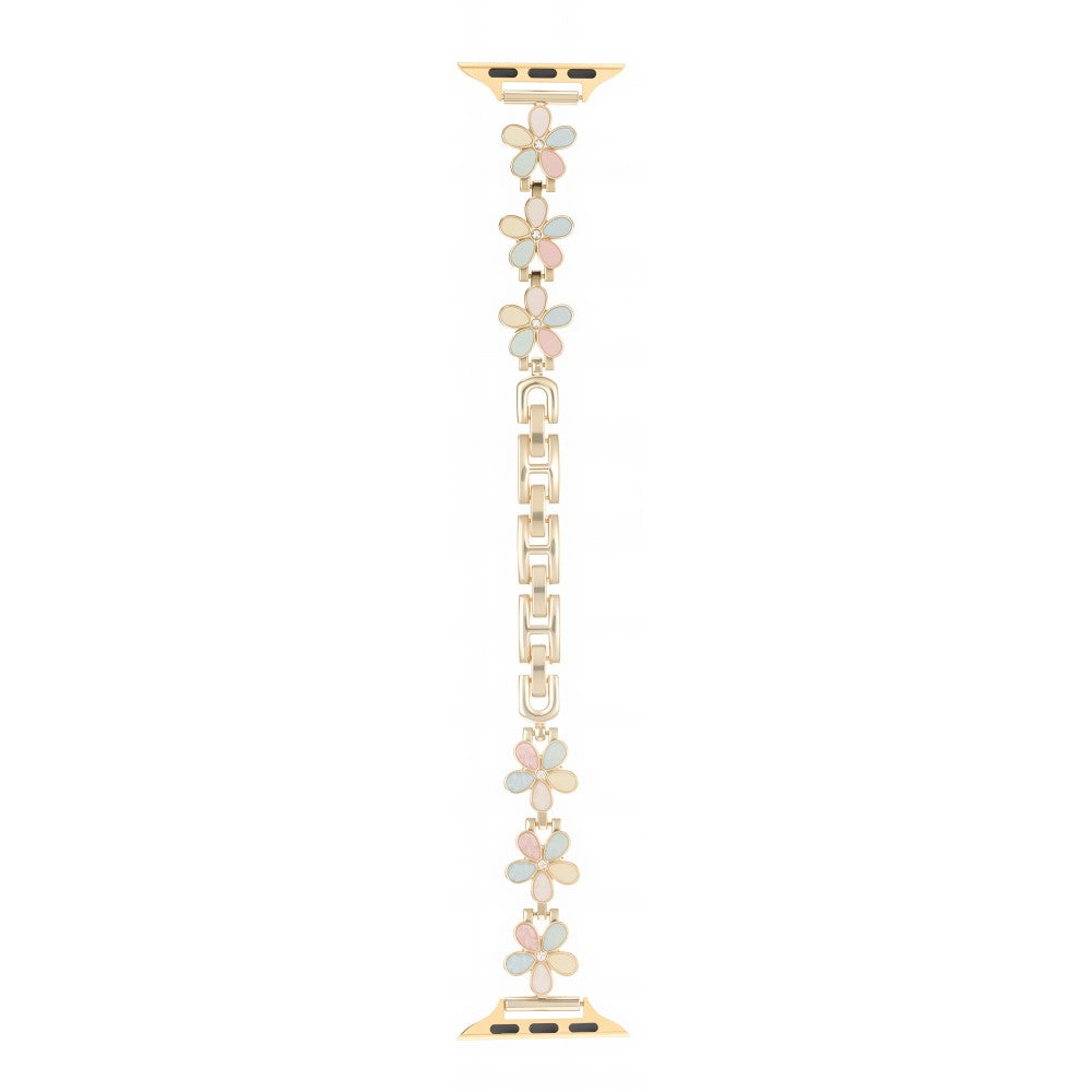 Watch Band Apple Watch Series 41mm - 40mm - 38mm Flower Design Zinc Alloy Wrist Strap - Light Colorful+Gold#serie_9