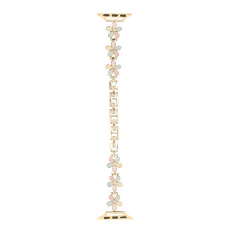 Watch Band Apple Watch Series 41mm - 40mm - 38mm Flower Design Zinc Alloy Wrist Strap - Light Colorful+Gold#serie_9