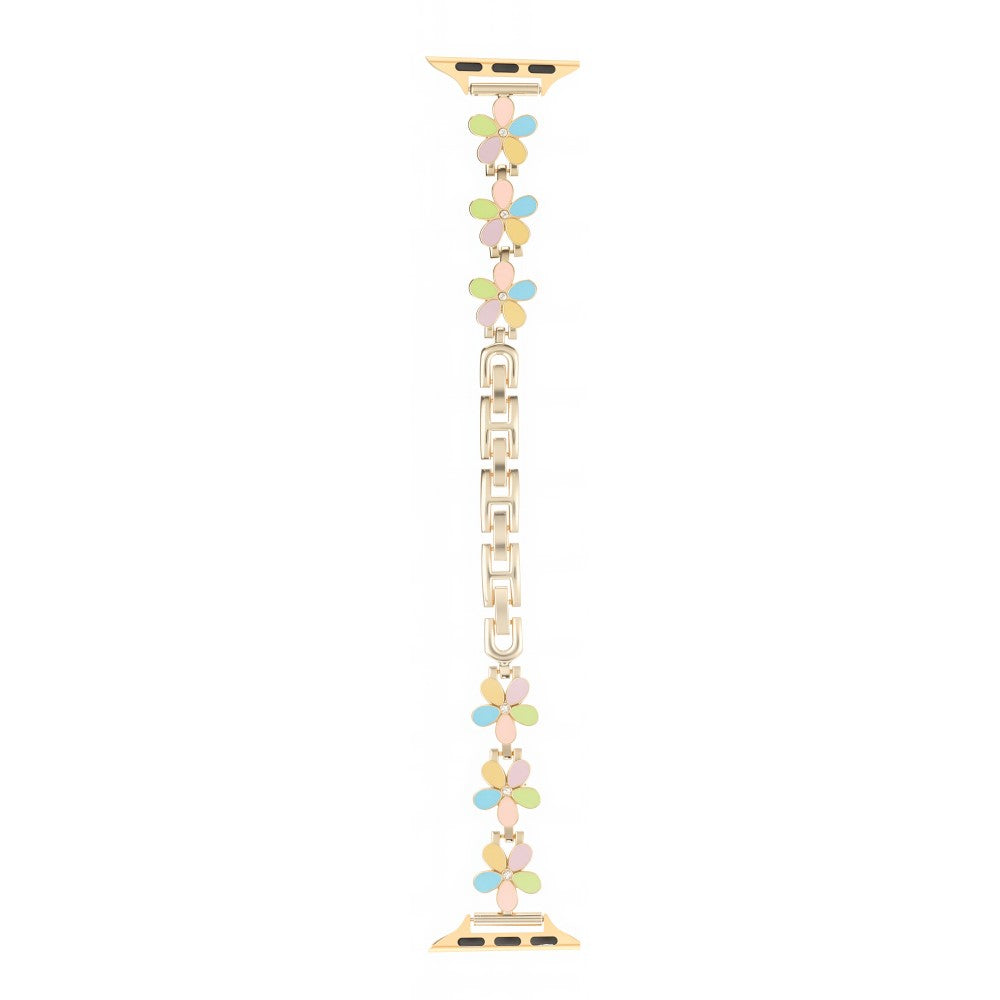 Watch Band Apple Watch Series 41mm - 40mm - 38mm Flower Design Zinc Alloy Wrist Strap - Colorful+Gold#serie_10