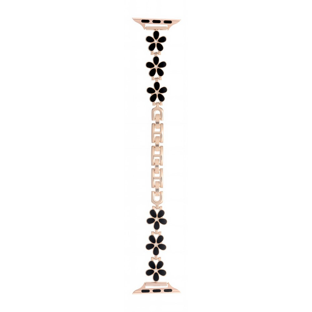 Watch Band Apple Watch Series 41mm - 40mm - 38mm Flower Design Zinc Alloy Wrist Strap - Black+Rose Gold#serie_12