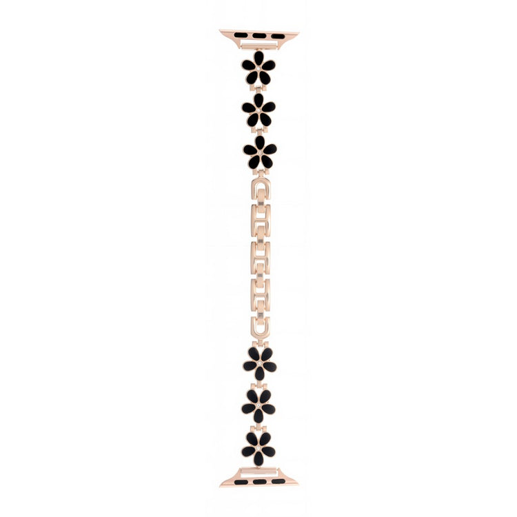 Watch Band Apple Watch Series 41mm - 40mm - 38mm Flower Design Zinc Alloy Wrist Strap - Black+Rose Gold#serie_12