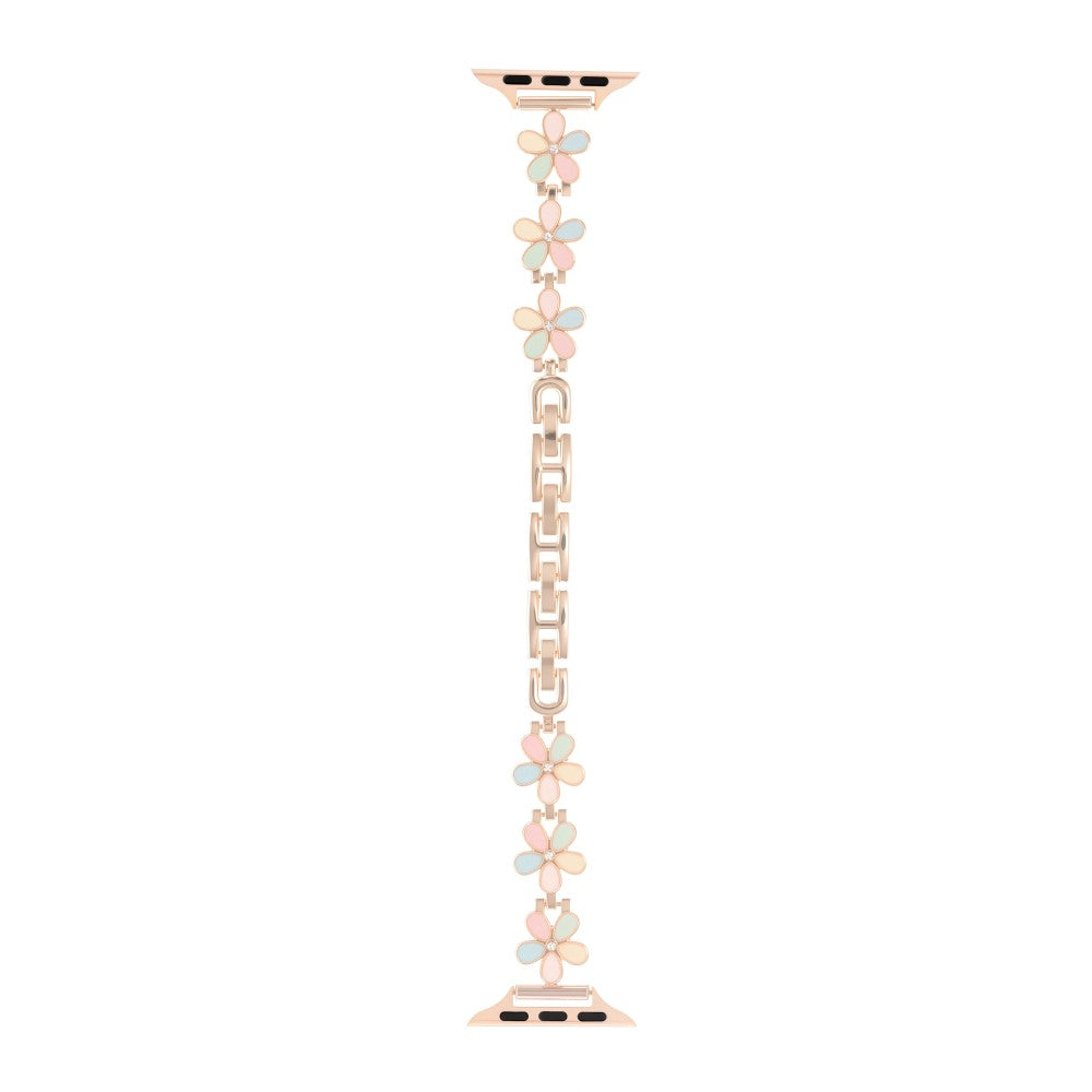 Watch Band Apple Watch Series 41mm - 40mm - 38mm Flower Design Zinc Alloy Wrist Strap - Light Colorful+Rose Gold#serie_13