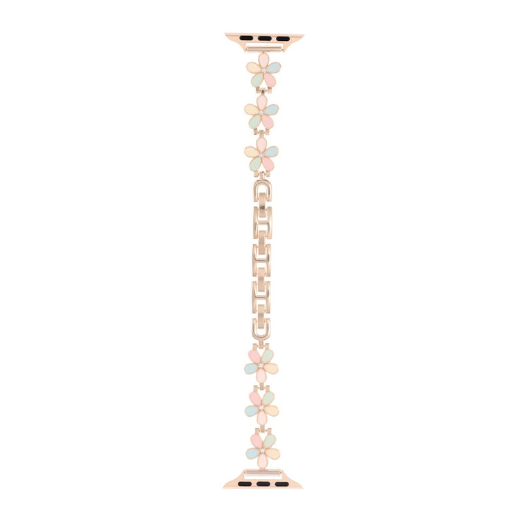 Watch Band Apple Watch Series 41mm - 40mm - 38mm Flower Design Zinc Alloy Wrist Strap - Light Colorful+Rose Gold#serie_13