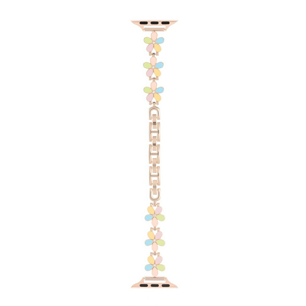 Watch Band Apple Watch Series 41mm - 40mm - 38mm Flower Design Zinc Alloy Wrist Strap - Colorful+Rose Gold#serie_14