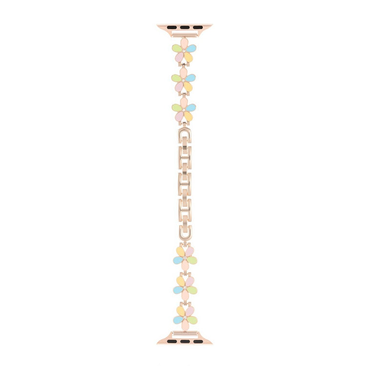 Watch Band Apple Watch Series 41mm - 40mm - 38mm Flower Design Zinc Alloy Wrist Strap - Colorful+Rose Gold#serie_14