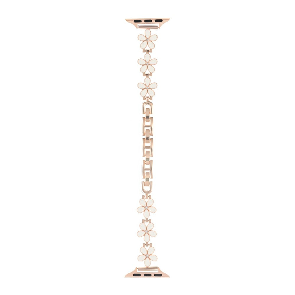 Watch Band Apple Watch Series 41mm - 40mm - 38mm Flower Design Zinc Alloy Wrist Strap - White+Rose Gold#serie_15