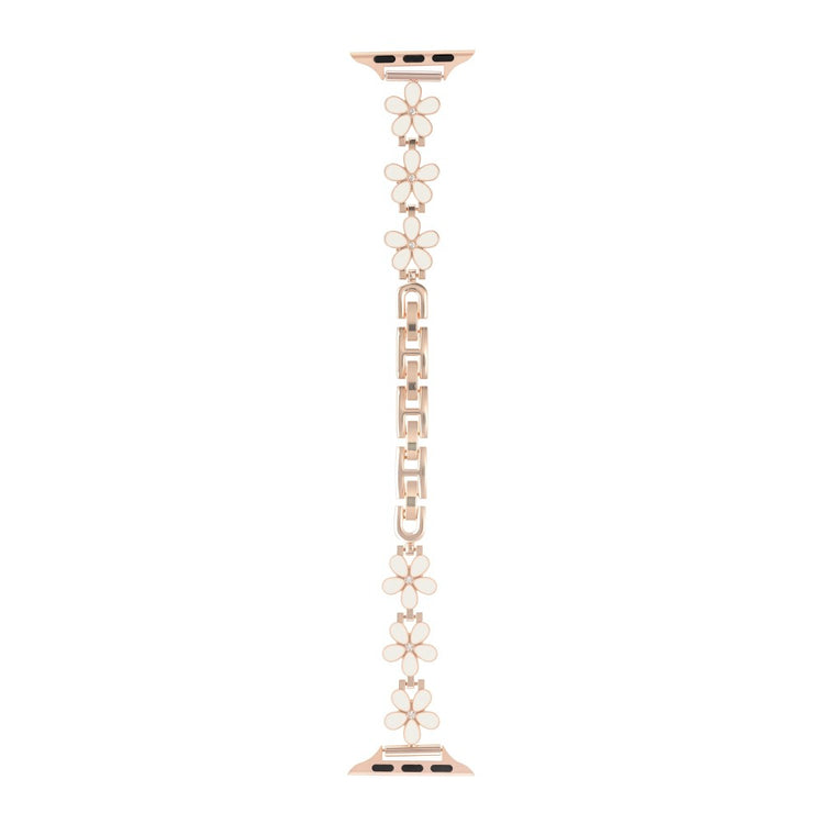 Watch Band Apple Watch Series 41mm - 40mm - 38mm Flower Design Zinc Alloy Wrist Strap - White+Rose Gold#serie_15